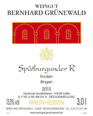 2013 Binger Spätburgunder R Qualitätswein trocken 3.0l *Doppel-Magnum* Bild2