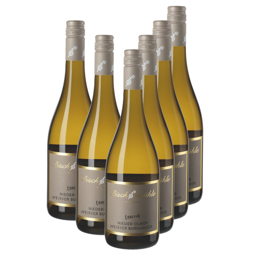 6x 2020er Nieder-Olmer Weißer Burgunder Qualitätswein trocken 4.5l