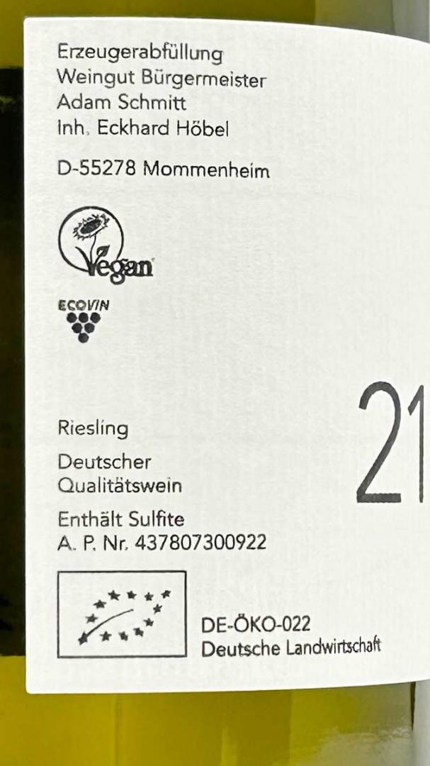 2021er Selzer Riesling Spätlese trocken 0.75l Bild2