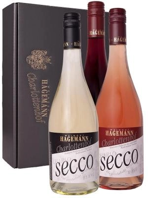 Zum Wein / Sekt: Präsentkarton mit 2 Flaschen Charlo-Secco