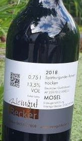 2018er Spätburgunder im Eichenfass gereift Rotwein trocken 0.75l