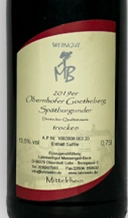 2019er Obernhofer Goetheberg Spätburgunder Deutscher Qualitätswein trocken 0.75l