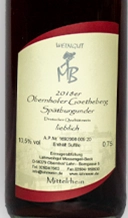 2018er Obernhofer Goetheberg Spätburgunder Deutscher Qualitätswein lieblich 0.75l