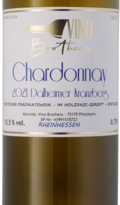 2021er Dalheimer Kranzberg Chardonnay Spätlese Deutscher Qualitätswein trocken 0.75l