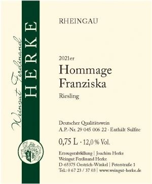 Zum Wein / Sekt: 2021er Hommage Franziska Riesling Q.b.A trocken 0.75l