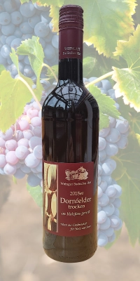 Zum Wein / Sekt: 2018er Dornfelder Rotwein trocken im Holzfass gereift Deutscher Qualitätswein. 0.75l