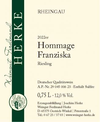 Zum Wein / Sekt: 2022er Hommage Franziska Riesling Q.b.A. trocken 0.75l